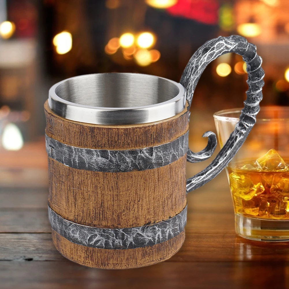 Retro Mugs Double Simulation Barrel Resin Beer Mug Stainless Steel Coffee Cup Creative Wine Tumbler Drinkware for Bar 
Retro Mugs Double Simulation Barrel Resin Beer Mug Stainless Steel Coffee Cup Creative Wine Tumbler Drinkware for Bar