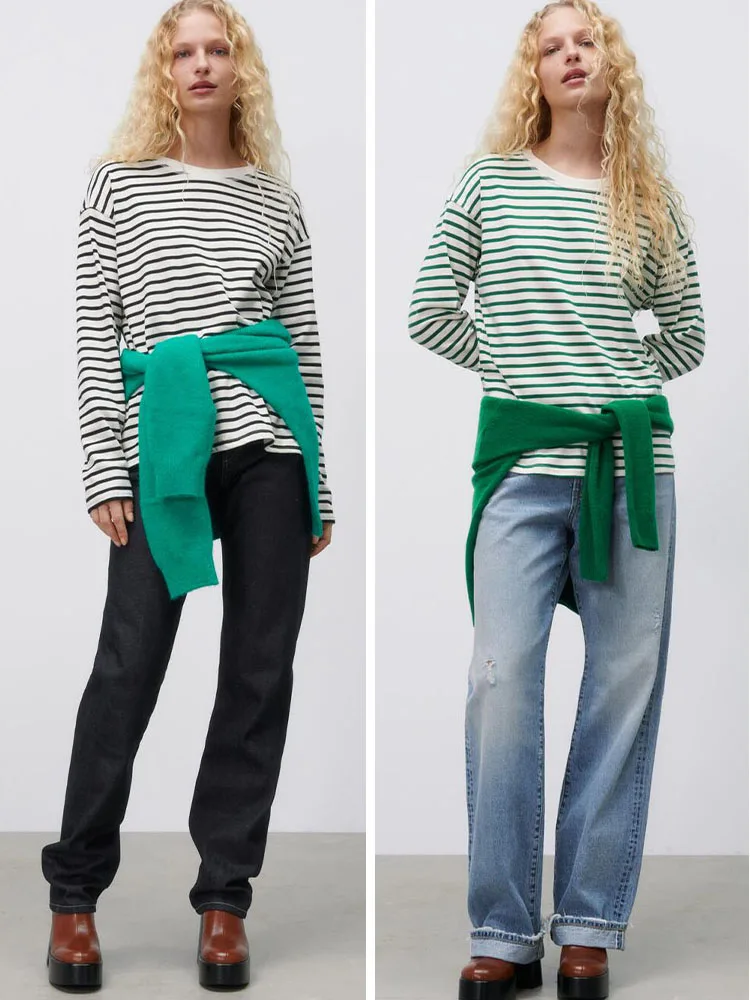 Spring New Women's Clothing Versatile Basic Stripes Plus Size Round Neck Long Sleeves Casual Loose T-Shirts Bottoming Shirts
Spring New Women's Clothing Versatile Basic Stripes Plus Size Round Neck Long Sleeves Casual Loose T-Shirts Bottoming Shirts