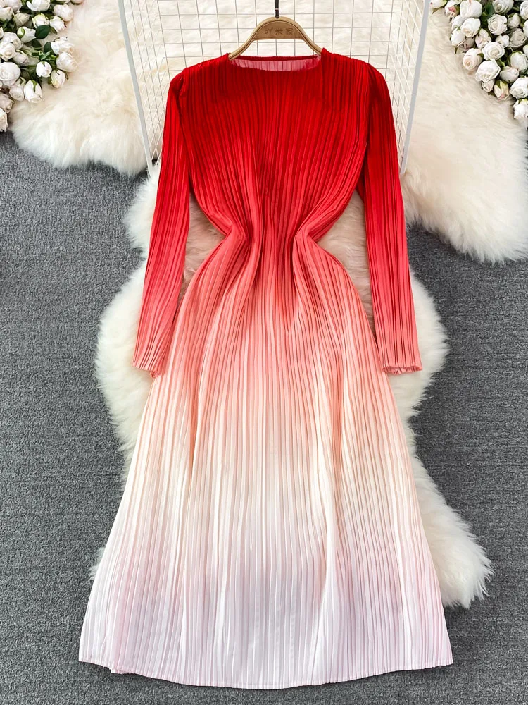 Spring European Light Familiar Style Round Neck Sleeveless Slimming Gradient Color A-line Pleated Vestidos Women D1234
Spring European Light Familiar Style Round Neck Sleeveless Slimming Gradient Color A-line Pleated Vestidos Women D1234