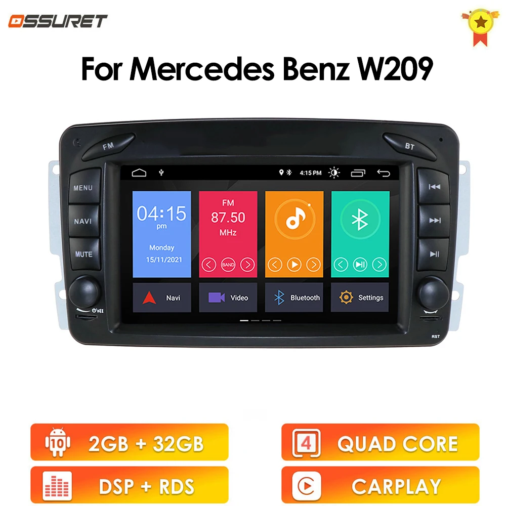 Автомобильный мультимедийный плеер Android 10 GPS-навигатор для Mercedes Benz A-W168 Viano C-W203 Vito