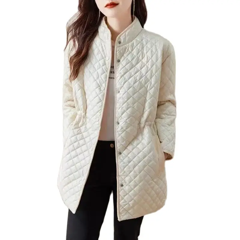 Stand Collar Down Cotton Jacket Women's Spring Autumn Winter Down Cotton Parkas Ladies Rhombic lattice Cotton Padded Jacket
Stand Collar Down Cotton Jacket Women's Spring Autumn Winter Down Cotton Parkas Ladies Rhombic lattice Cotton Padded Jacket