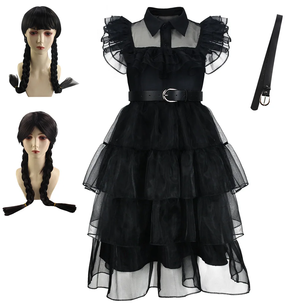 Adam's Family Cosplay Costume Black Chiffon Dress For Kids Wednesday Addams Black Chiffon Dress
Adam's Family Cosplay Costume Black Chiffon Dress For Kids Wednesday Addams Black Chiffon Dress