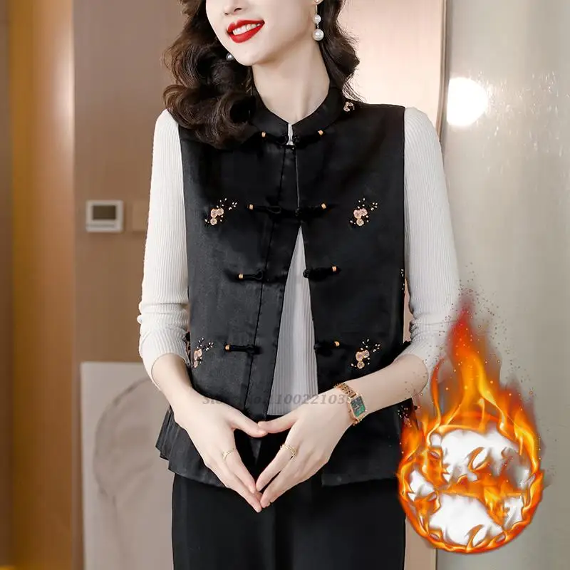 2022 sleeveless tang suit tops women chinese national flower embroidery thicken vest china traditional ethnic vintage gilet
2022 sleeveless tang suit tops women chinese national flower embroidery thicken vest china traditional ethnic vintage gilet