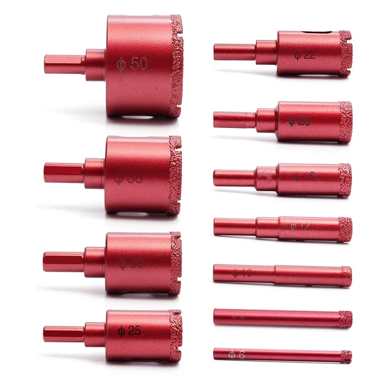 Diamond Drill Bit Kit 11Pcs Brazing Core Hole Saw Set Hole Cutting Opener DIY Tool 6-50Mm For Tile Glass Marble Ceramic
Diamond Drill Bit Kit 11Pcs Brazing Core Hole Saw Set Hole Cutting Opener DIY Tool 6-50Mm For Tile Glass Marble Ceramic