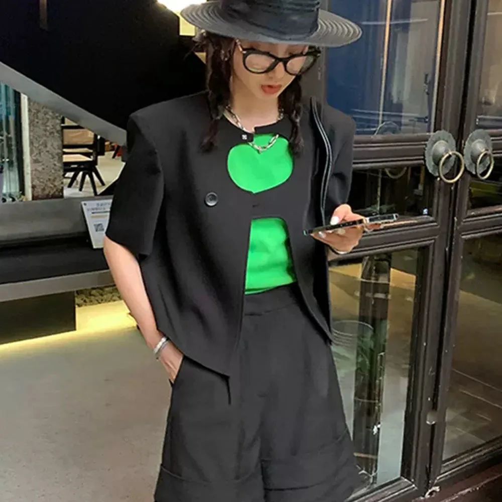 Harajuku Black Short Sleeve Suits Coat 2023 Women's Summer Short Loose Jacket Female Chic Irregular Casual Streetwear Tops Trend
Harajuku Black Short Sleeve Suits Coat 2023 Women's Summer Short Loose Jacket Female Chic Irregular Casual Streetwear Tops Trend