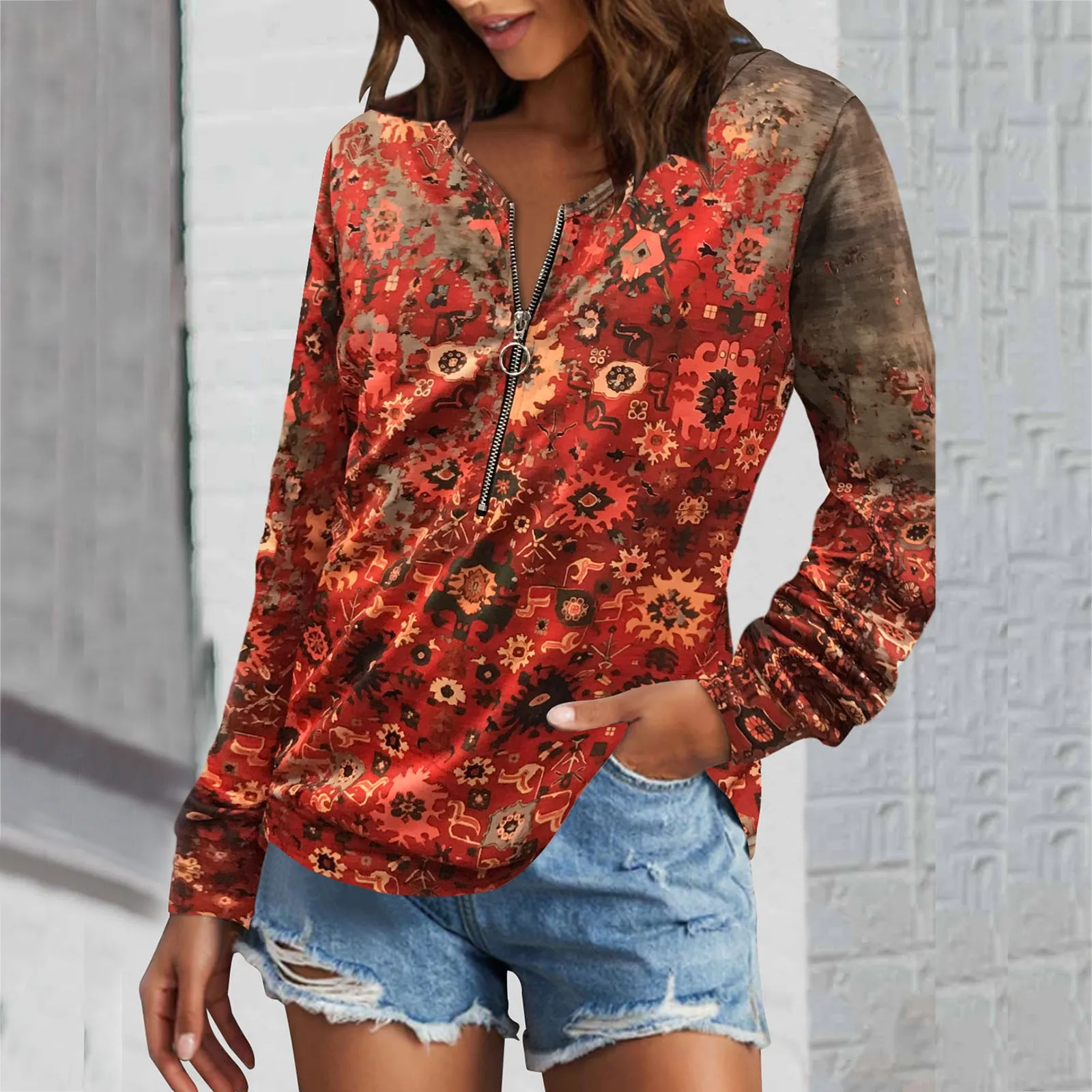 Casual Fashion for Women Women's Fashion Autumn And Winter Printed Zipper Loose Long Sleeved Sweater Full Zip Jacket
Casual Fashion for Women Women's Fashion Autumn And Winter Printed Zipper Loose Long Sleeved Sweater Full Zip Jacket