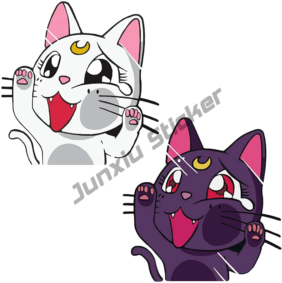 

Funtaku - Luna & Artemis Cat Funny Hitting Glass Vinyl Decal Sticker for Car Window Computer Anime Decal Other 3D Sticker KK13cm