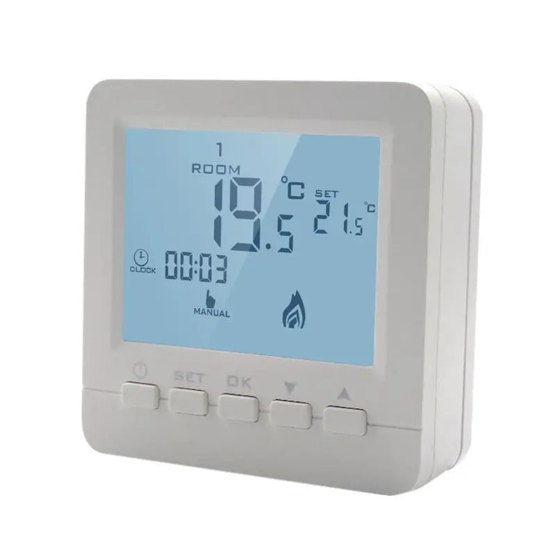 

Digital Thermostat with Large LCD Display Programmable Temperature Controller Wall Mounted Thermoregulator for Boiler