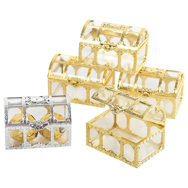 10Pcs Mini Gold/Silver Transparent Treasure Chest Candy Box DIY Jewelry Storage Box Plastic Display Organizer Earring Ring Box
10Pcs Mini Gold/Silver Transparent Treasure Chest Candy Box DIY Jewelry Storage Box Plastic Display Organizer Earring Ring Box