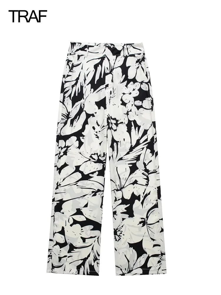 TRAF Women's Black White Printed Wide Leg Pants Casual High Waisted Pants For Women Fashion 2022 Summer Baggy Women's Pant Suits
TRAF Women's Black White Printed Wide Leg Pants Casual High Waisted Pants For Women Fashion 2022 Summer Baggy Women's Pant Suits
