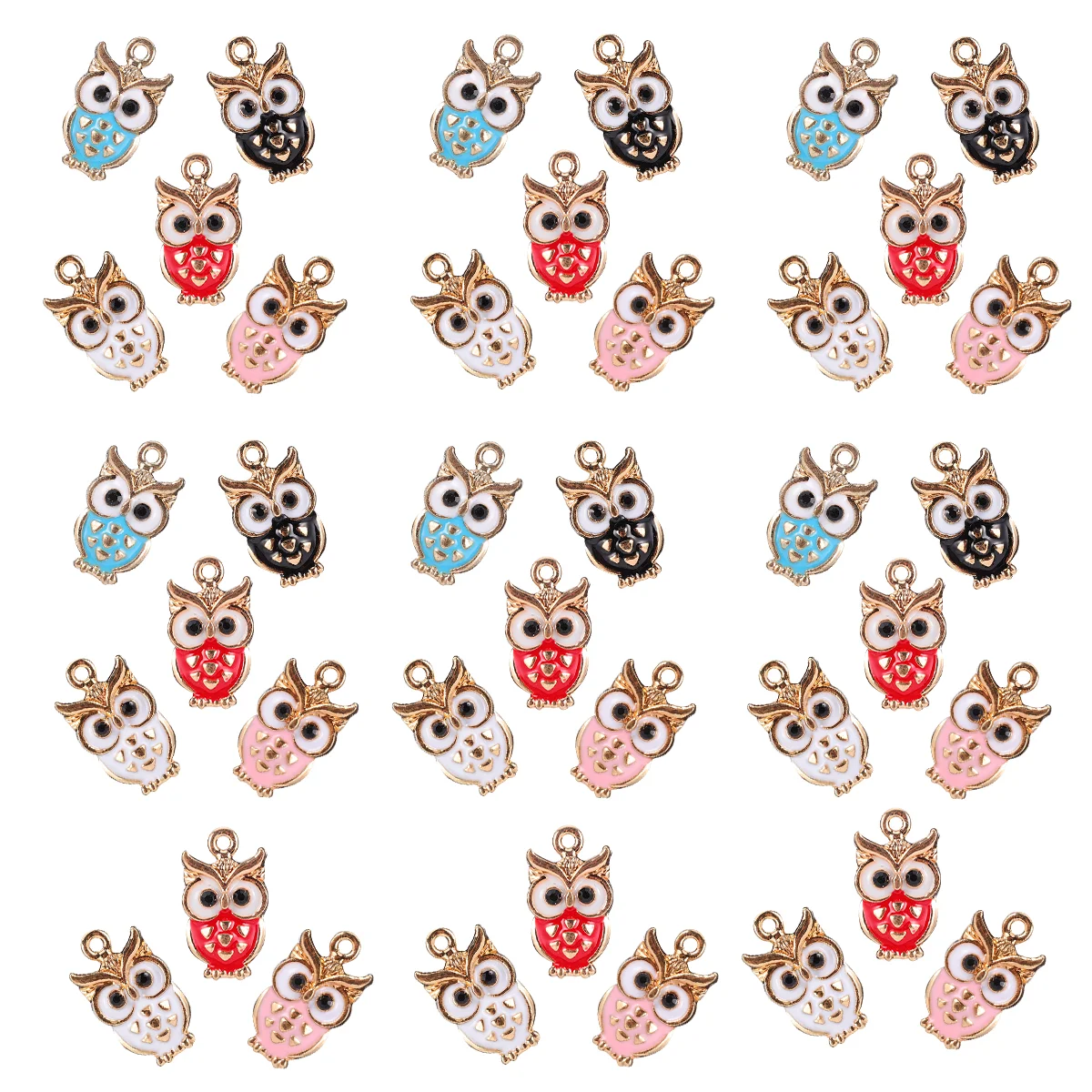 

50 Pcs DIY Making Crafting Accessories Owl Charms Pendant (Random Color)