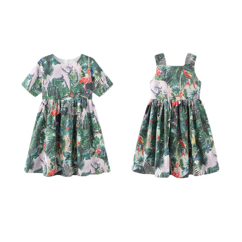 Children's clothing summer girls' elephant forest printed suspender dress European and American casual children's clothing
Children's clothing summer girls' elephant forest printed suspender dress European and American casual children's clothing
