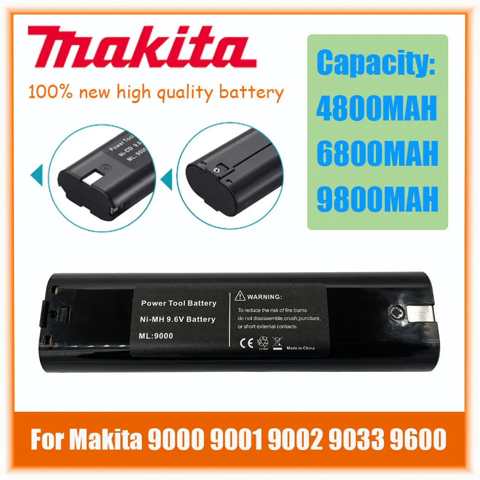 Makita 4.8Ah/6.8AH/9.8AH 9.6V Ni MH Battery Replacement 9000 9000 902 9033 6095D 6096D 6093D 6012HD DA391D 5090D 4390D 5090D
Makita 4.8Ah/6.8AH/9.8AH 9.6V Ni MH Battery Replacement 9000 9000 902 9033 6095D 6096D 6093D 6012HD DA391D 5090D 4390D 5090D