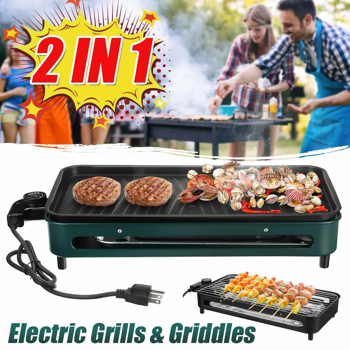 1500W Portable Household Smokeless Electric Pan Grill BBQ Stove Non-Stick Electric Griddle Barbecue Temperature Control
1500W Portable Household Smokeless Electric Pan Grill BBQ Stove Non-Stick Electric Griddle Barbecue Temperature Control