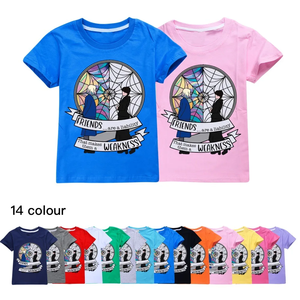 Wednesday Addams Family T-Shirt Children's Summer Tee Shirts Kids' Boys Girls Short Sleeve Cotton Tops
Wednesday Addams Family T-Shirt Children's Summer Tee Shirts Kids' Boys Girls Short Sleeve Cotton Tops
