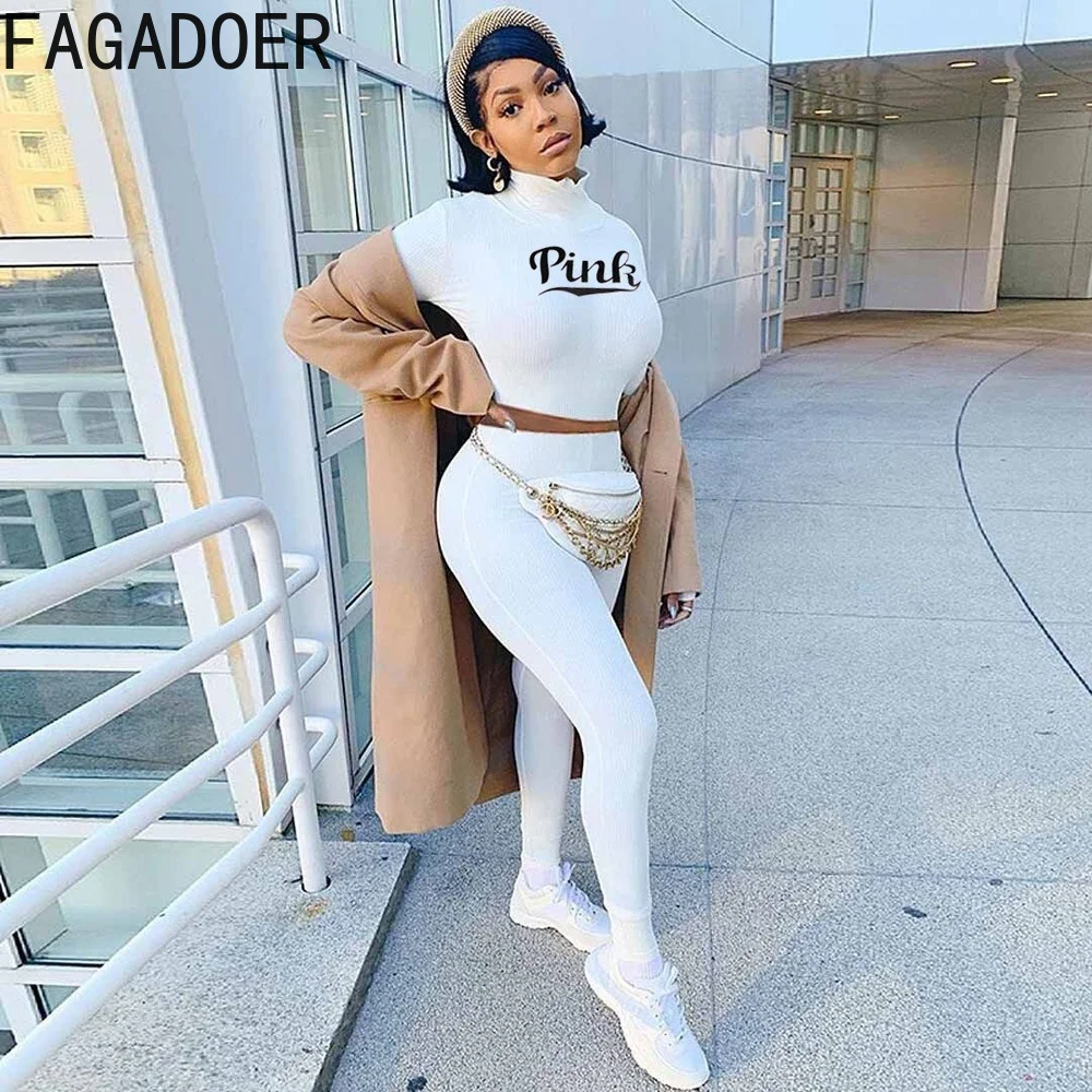 FAGADOER Two Piece Sets Women PINK Letter Print Tracksuits Female High Waist Stretchy Long Sleeve Top And Legging Pants Outfits
FAGADOER Two Piece Sets Women PINK Letter Print Tracksuits Female High Waist Stretchy Long Sleeve Top And Legging Pants Outfits