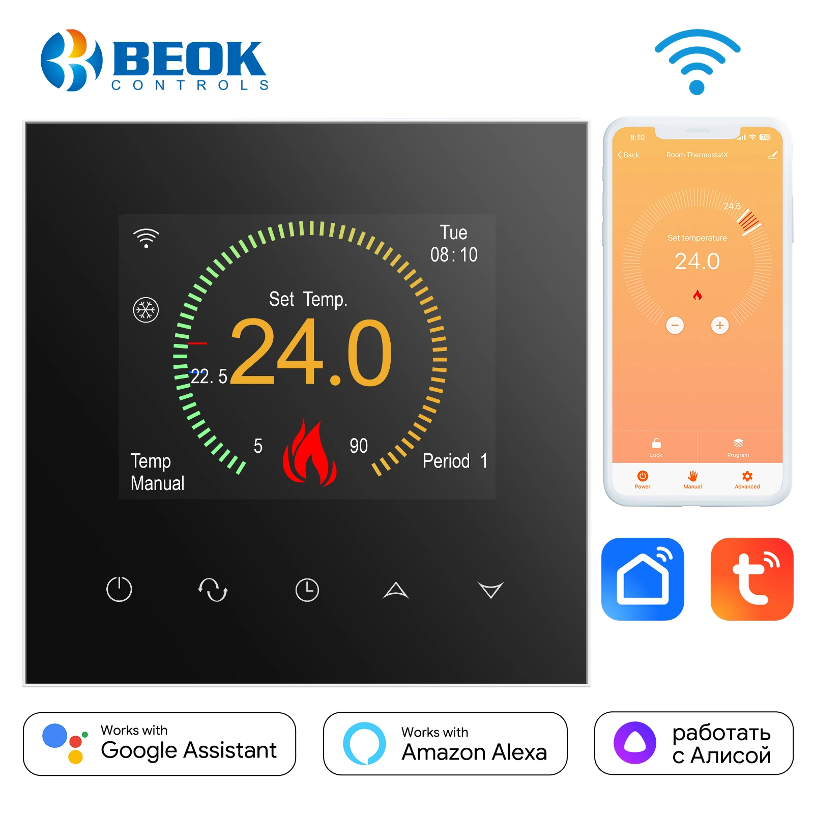 Beok Tuya Wifi Thermostat Smart Temperature Controller for Gas Boiler/Electric/Water Warm Floor Heating Colorful Screen Google
Beok Tuya Wifi Thermostat Smart Temperature Controller for Gas Boiler/Electric/Water Warm Floor Heating Colorful Screen Google