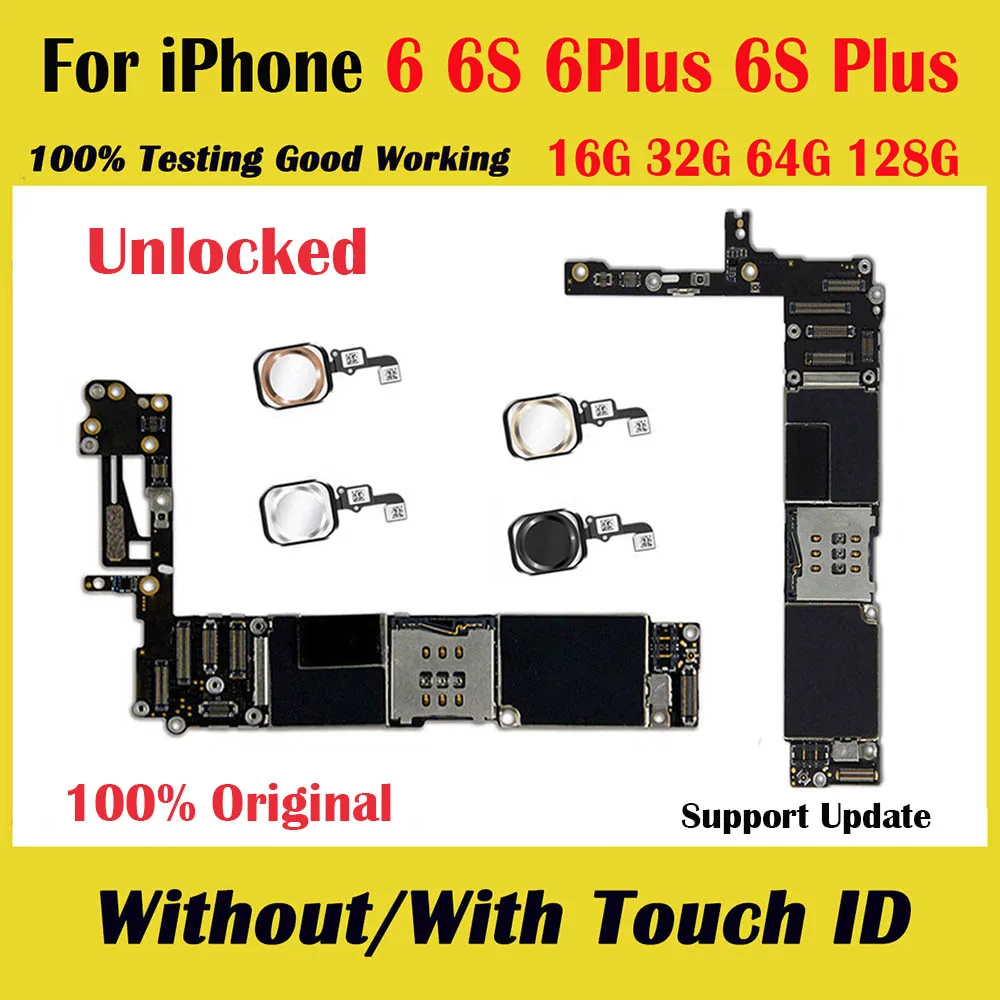 Free iCloud Unlock For iPhone 6G 6 Plus 6S Plus Motherboard With Touch ID Black Gold White 16G 64GB 128GB Original Logic Board
Free iCloud Unlock For iPhone 6G 6 Plus 6S Plus Motherboard With Touch ID Black Gold White 16G 64GB 128GB Original Logic Board