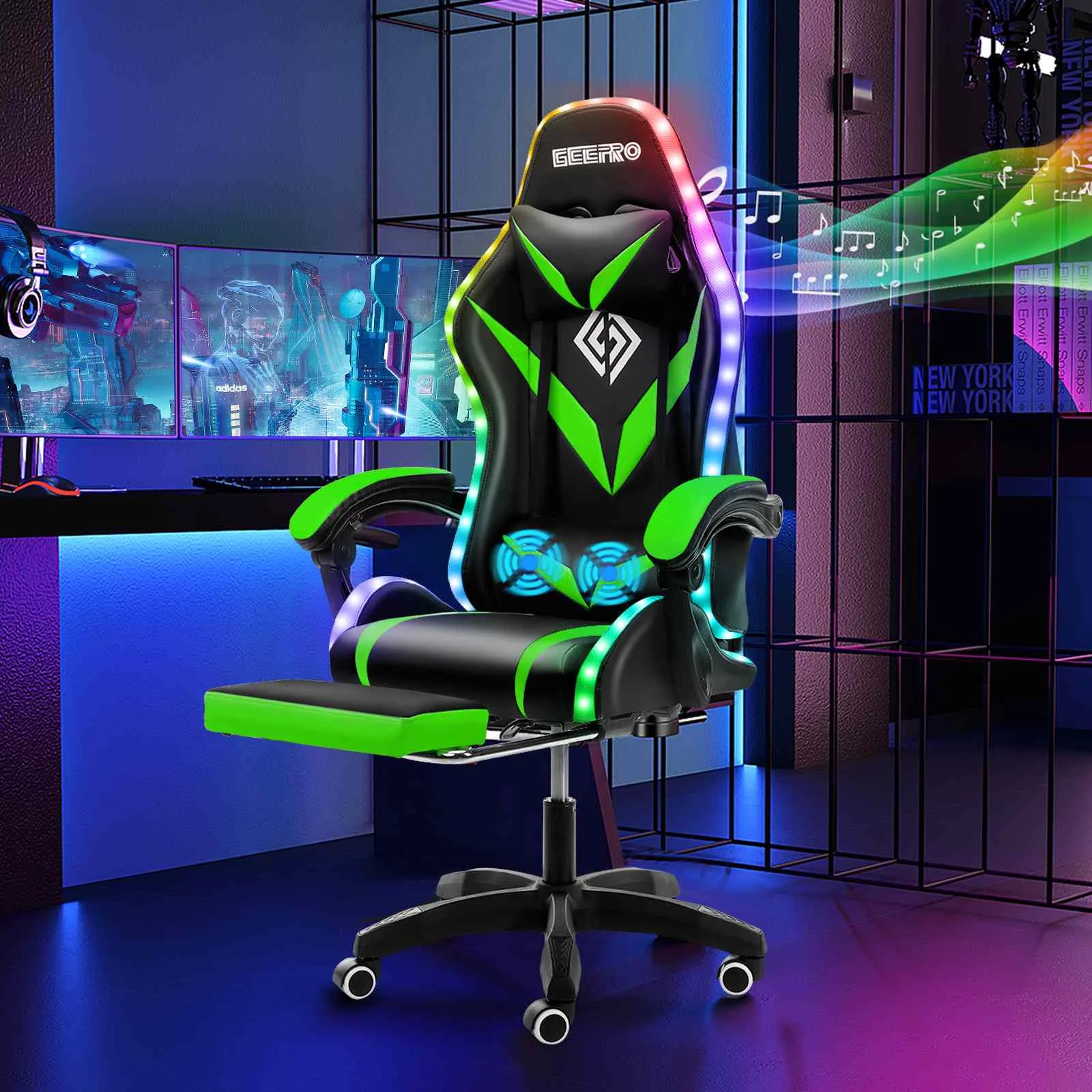 135 Degrees Gaming Chair RGB Light Office Chair Bluetooth Speaker Gamer Computer Chair Ergonomic Swivel 2 Point Massage Recliner
135 Degrees Gaming Chair RGB Light Office Chair Bluetooth Speaker Gamer Computer Chair Ergonomic Swivel 2 Point Massage Recliner