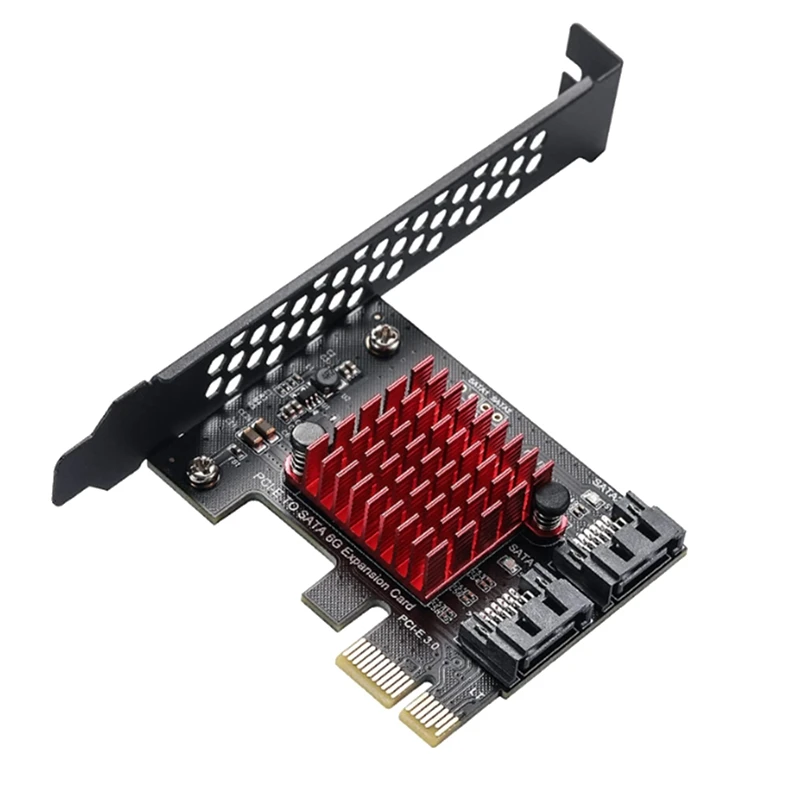 

NEW-Pcie To 2 Ports SATA 3 III 3.0 6 Gbps SSD Adapter PCI-E PCI Express X1 Controller Board Expansion Card Support X4 X6