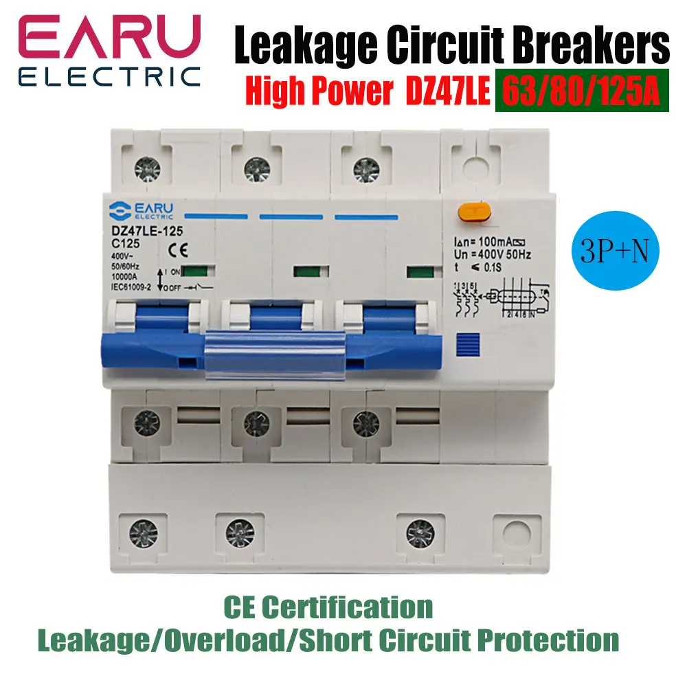DZ47LE-125 AC400V трехфазный протектор утечки RCBO защита от перегрузки от короткого замыкания 3P + N выключатель автоматического выключателя 80A 100A 125A
DZ47LE-125 AC400V трехфазный протектор утечки RCBO защита от перегрузки от короткого замыкания 3P + N выключатель автоматического выключателя 80A 100A 125A