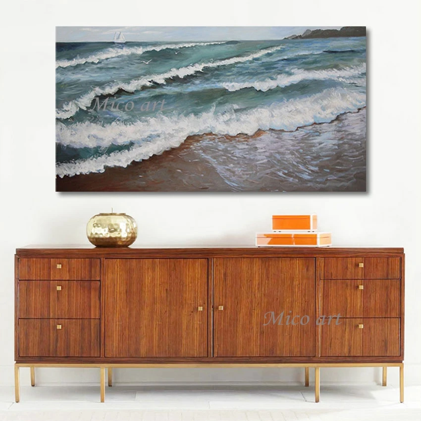 

Aesthetics Rooms Decor Art Canvas Abstract Sea Wave Natural Scenery Wall Picture Acrylic Handmade Oil Paintings As A Gift