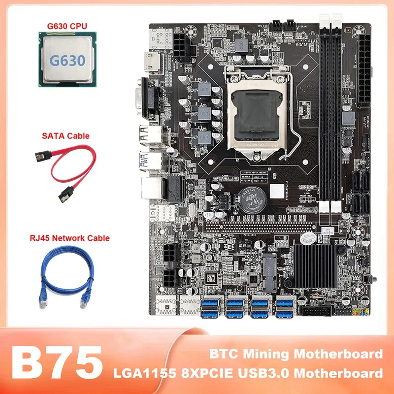 Материнская плата для майнинга B75 BTC LGA1155 8xpcie USB3.0 материнская плата для майнинга с процессором G630 + сетевой кабель RJ45 + кабель SATA
Материнская плата для майнинга B75 BTC LGA1155 8xpcie USB3.0 материнская плата для майнинга с процессором G630 + сетевой кабель RJ45 + кабель SATA