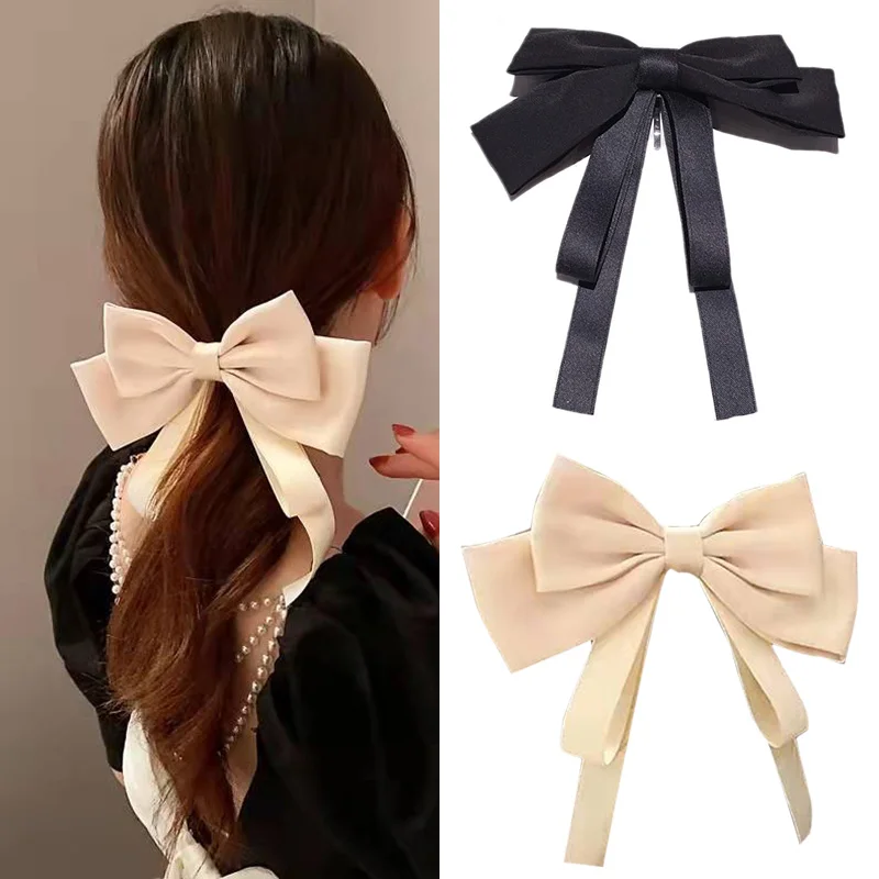 Sweet Bow-knot Hair Clip Korean Black White Big Bow Hairpin Hair Accessories Long Ribbon Hairpins Ponytail Barrette Barrette
Sweet Bow-knot Hair Clip Korean Black White Big Bow Hairpin Hair Accessories Long Ribbon Hairpins Ponytail Barrette Barrette