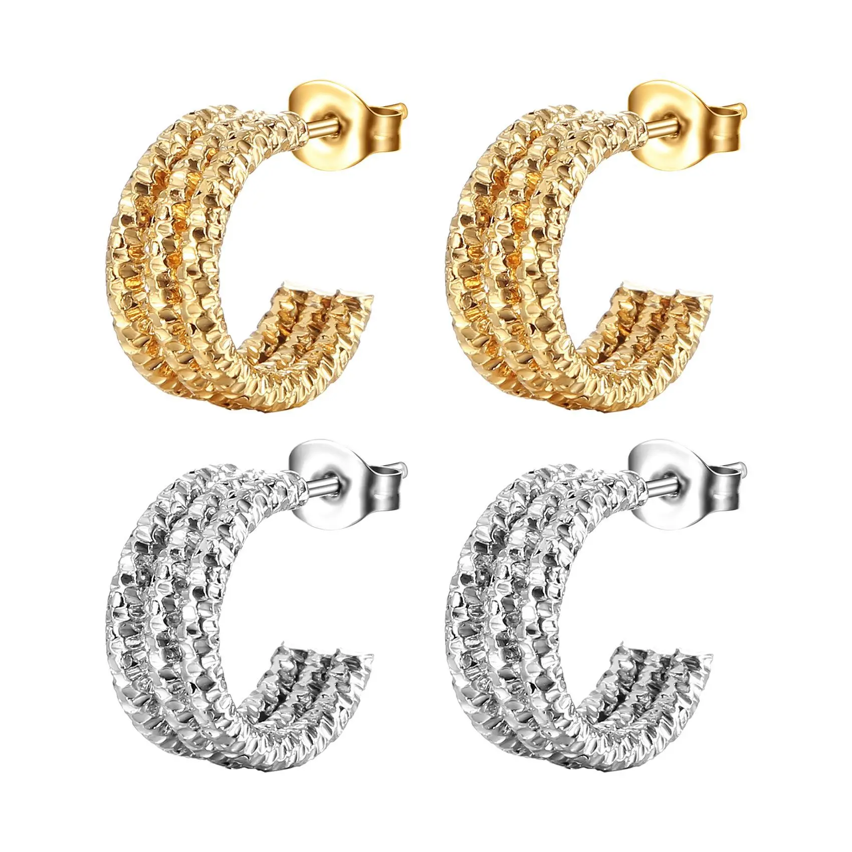 2023 Women's Fashion Titanium Steel Gold Multi-Layer C-Shaped Earrings Trend Ing Style Stainless Steel Studs Hoop Earring
2023 Women's Fashion Titanium Steel Gold Multi-Layer C-Shaped Earrings Trend Ing Style Stainless Steel Studs Hoop Earring