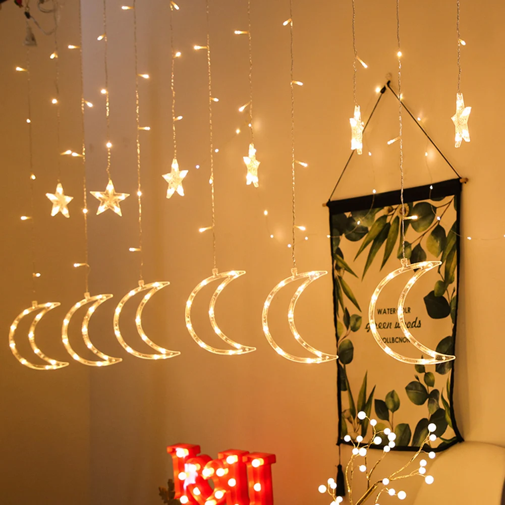 Party Wedding Decorative Fairy Lights LED Curtain String Light 8 Mode Star Moon Fairy Lamp Plug Decorative Night Light 
Party Wedding Decorative Fairy Lights LED Curtain String Light 8 Mode Star Moon Fairy Lamp Plug Decorative Night Light
