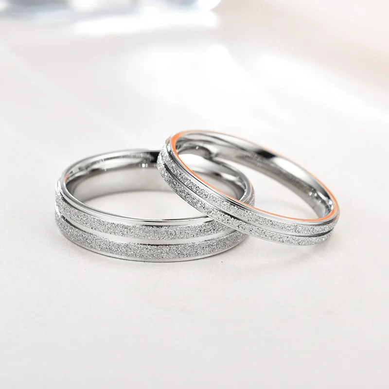 

Классическое модное кольцо из нержавеющей стали, серебряного цвета, матовое парное кольцо, простое женское кольцо, обручальное кольцо, ювел...