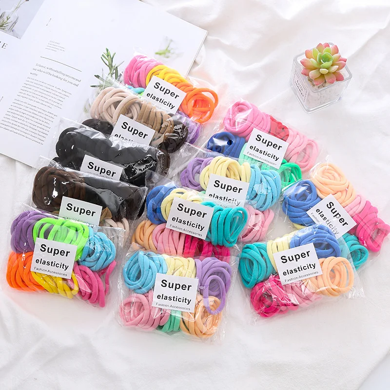 

45PCS Girls Elastic Hair Accessories For Kids Black White Rubber Band Ponytail Holder Gum For Hair Ties Scrunchies Hairband