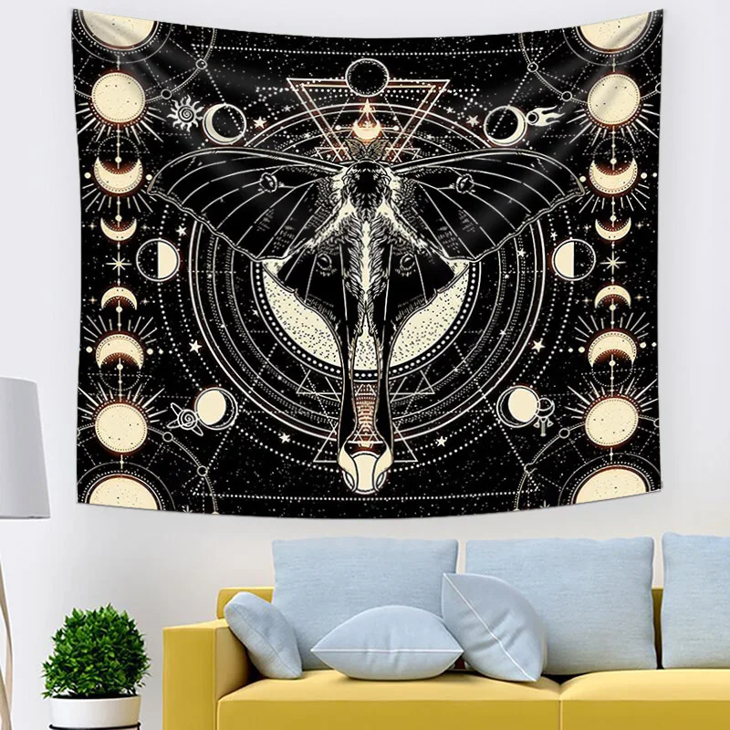 

Mandala Tapestry White Black Moon and SunTapestry Wall Hanging Tarot Hippie Wall Rugs t Home Room Decoration Dorm Decor Blanke