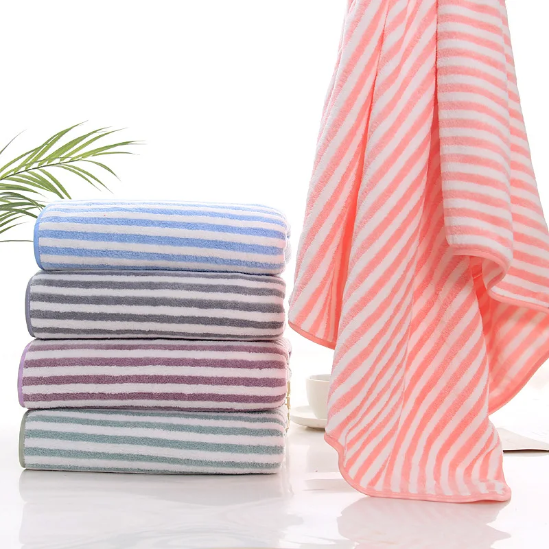 

Coral Fleece Bath Towel Female Cation Thin Strip Absorbs Water and Is Not Easy To Shed Hair Wrapped Scarf Cute Girl Big Towel