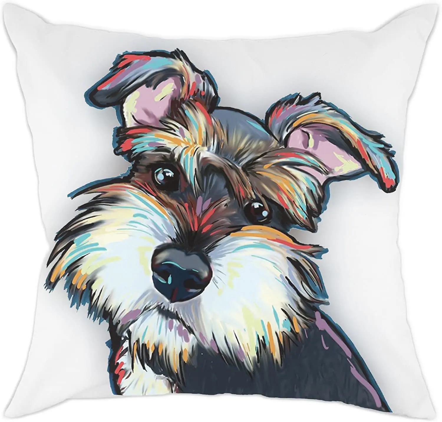 

Art Cute Pet Schnauzer Dog Pattern Polyester Throw Pillow Cover Car Sofa Cushion Cover Pillowcases Home Decor 18"x18" Inch