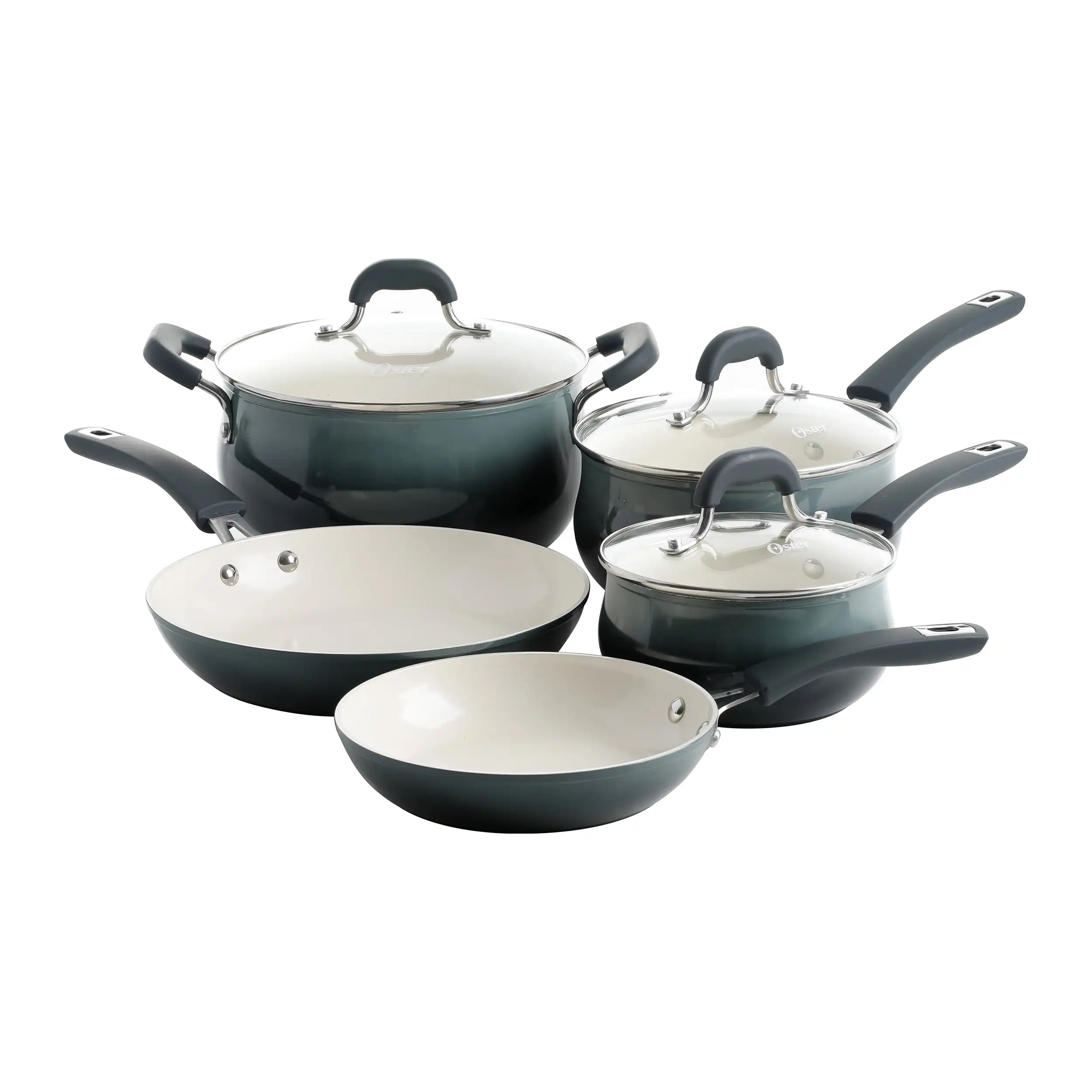 Oster Wright Park 8-Piece Gradient Grey Aluminum Non-Stick Belly Shape with Ceramic Interior Cookware Set
Oster Wright Park 8-Piece Gradient Grey Aluminum Non-Stick Belly Shape with Ceramic Interior Cookware Set