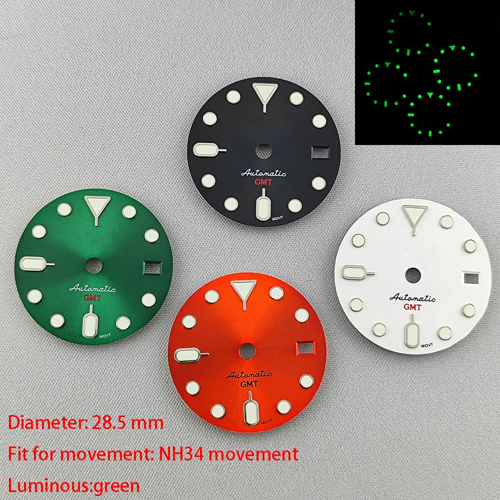 28.5mm NH34 GMT dial S dial green luminous suitable for NH34movement watch accessories repair tool
28.5mm NH34 GMT dial S dial green luminous suitable for NH34movement watch accessories repair tool
