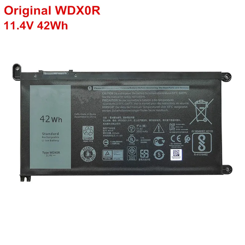 11.4V 42Wh 3500mAh WDX0R WDXOR Original Laptop Battery New For Dell Inspiron 15-5570 5567 5575 5580 7570 7378 5739 Series T2JX4
11.4V 42Wh 3500mAh WDX0R WDXOR Original Laptop Battery New For Dell Inspiron 15-5570 5567 5575 5580 7570 7378 5739 Series T2JX4