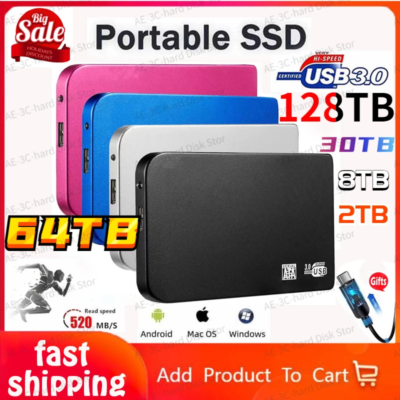 128TB Portable External Hard Drive 64TB 8TB USB 3.0 SSD Disco Duro Externo Interface Storage 2TB Type-C High Hard Disks Laptop
128TB Portable External Hard Drive 64TB 8TB USB 3.0 SSD Disco Duro Externo Interface Storage 2TB Type-C High Hard Disks Laptop