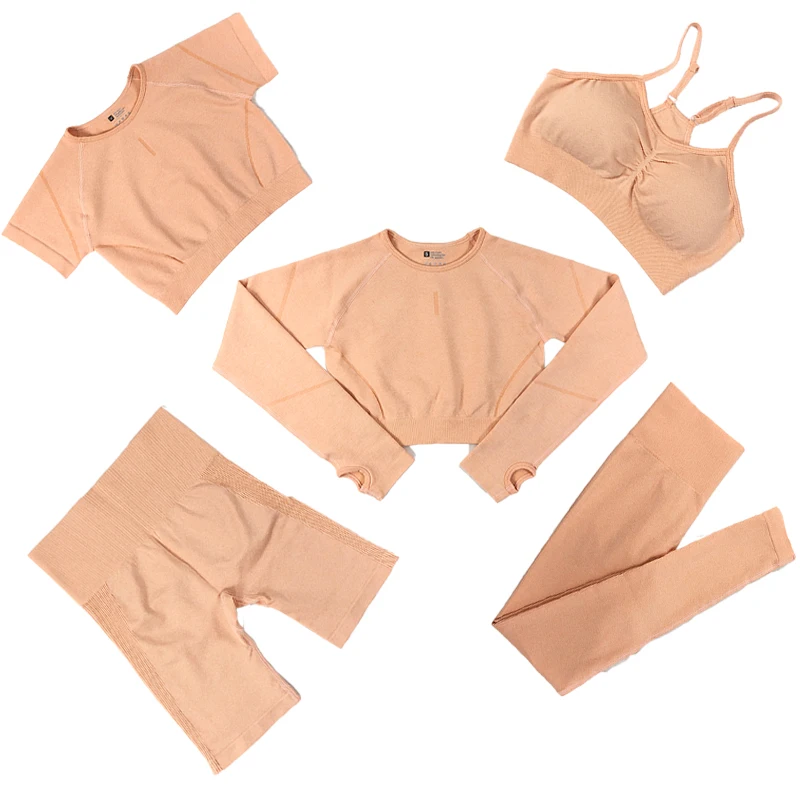 2/3/5 Pcs Set Of Seamless Yoga Wear Ladies Workout Clothes Sweatshirt Push-ups Tights Sports Bra Tops Long Sleeve Women's Spor
2/3/5 Pcs Set Of Seamless Yoga Wear Ladies Workout Clothes Sweatshirt Push-ups Tights Sports Bra Tops Long Sleeve Women's Spor