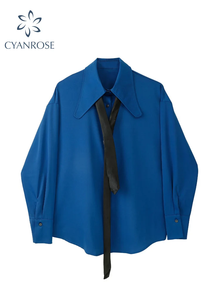 Women Blue Shirt Chic Polo-Neck Single Breasted Unisex BF Style Streetwear Female Korean Vintage Loose Trendy Long Sleeve Blouse
Women Blue Shirt Chic Polo-Neck Single Breasted Unisex BF Style Streetwear Female Korean Vintage Loose Trendy Long Sleeve Blouse