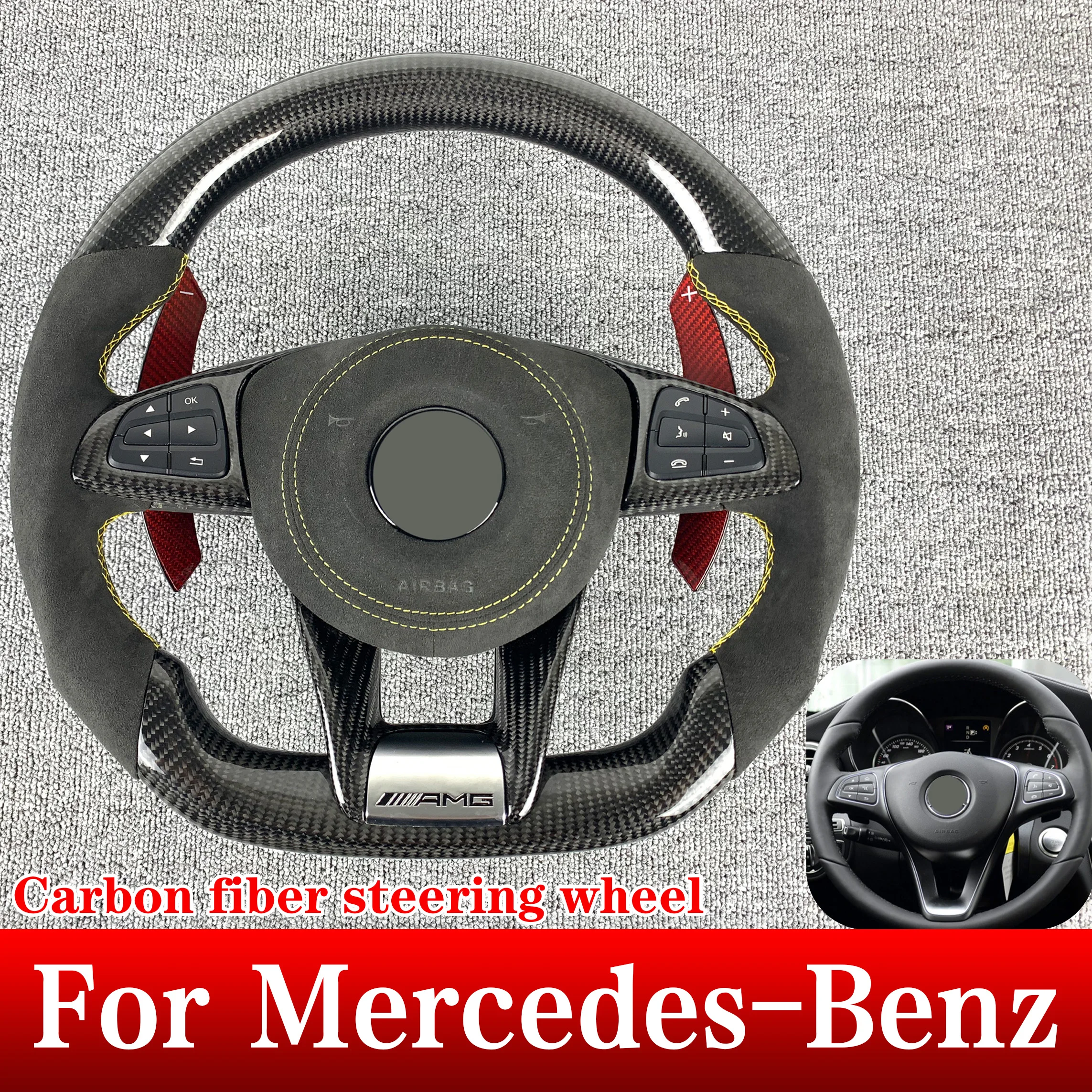 Для Mercedes-Benz W176, W246, W205, B250, B260, X218, W213, X253, C253, W166, C292, рулевое колесо из углеродного волокна с переключателями
Для Mercedes-Benz W176, W246, W205, B250, B260, X218, W213, X253, C253, W166, C292, рулевое колесо из углеродного волокна с переключателями