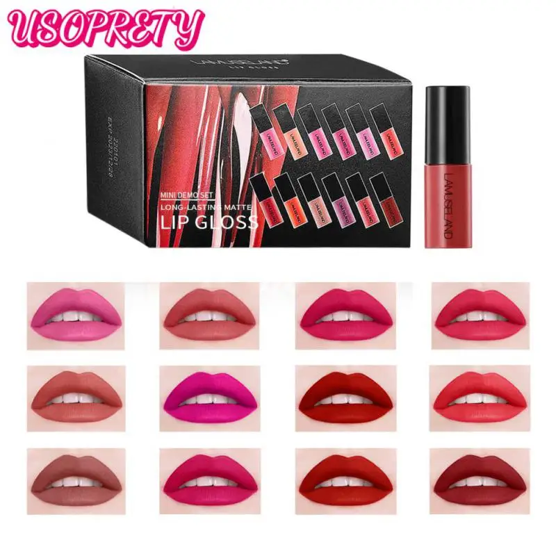 12 Colors/set Mini Lip Gloss Set Matte Lipstick Long Lasting Non-stick Cup Cosmetics High Quality Holiday Gift Box TSLM1
12 Colors/set Mini Lip Gloss Set Matte Lipstick Long Lasting Non-stick Cup Cosmetics High Quality Holiday Gift Box TSLM1