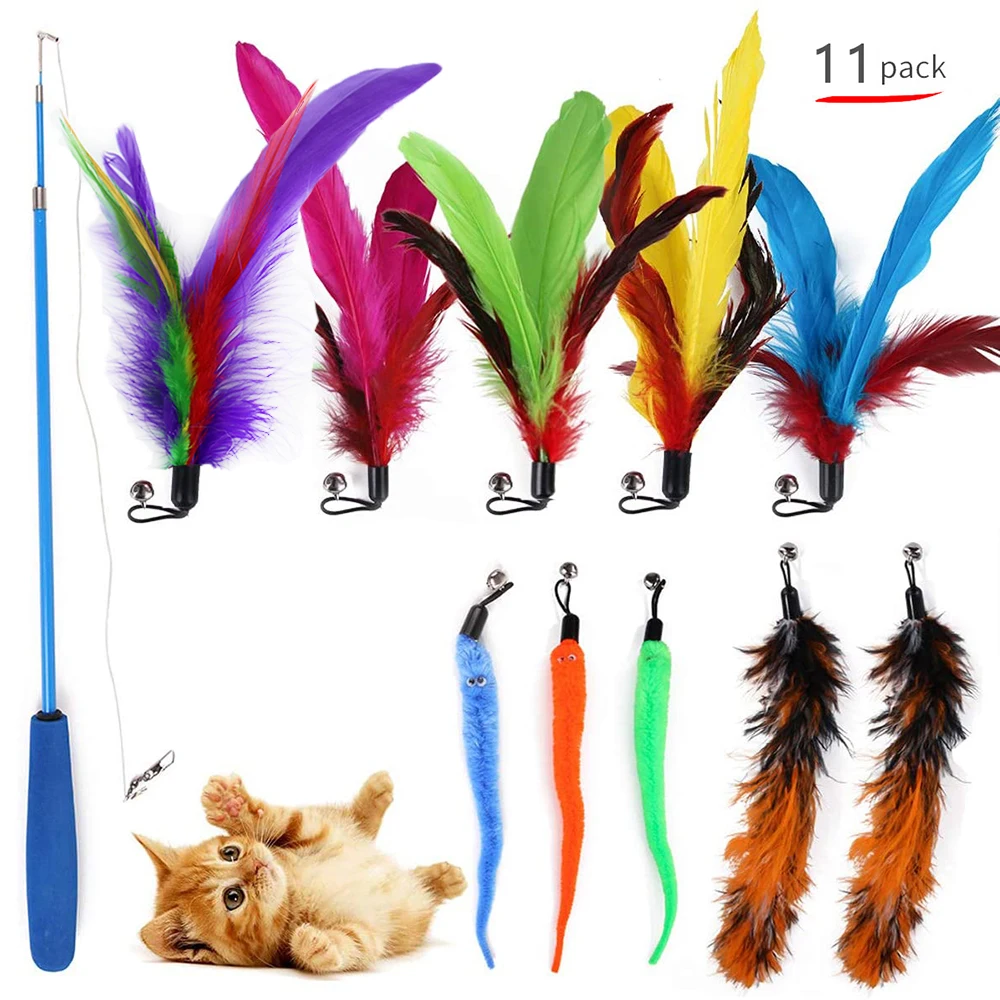 11 PCS Interactive Cat Feather Toys Retractable Cat Wand Toy Worm Feathers Teaser Refills Cat Toys Kitten Play Chase Exercise
11 PCS Interactive Cat Feather Toys Retractable Cat Wand Toy Worm Feathers Teaser Refills Cat Toys Kitten Play Chase Exercise