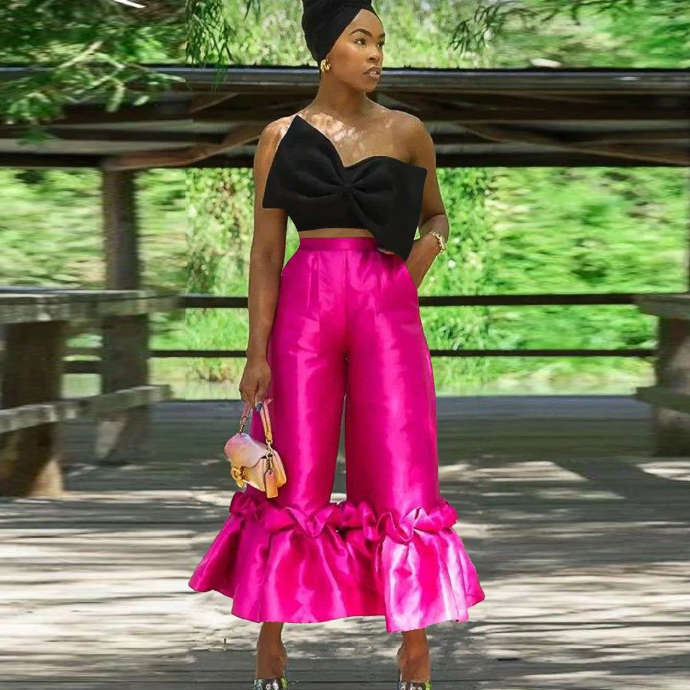 Women's Suit Sexy Bow Blouse Top Loose Wide Leg Pants Fashion Two Piece Set For Women Fashion Sleeveless Outfits Female Clothing
Women's Suit Sexy Bow Blouse Top Loose Wide Leg Pants Fashion Two Piece Set For Women Fashion Sleeveless Outfits Female Clothing