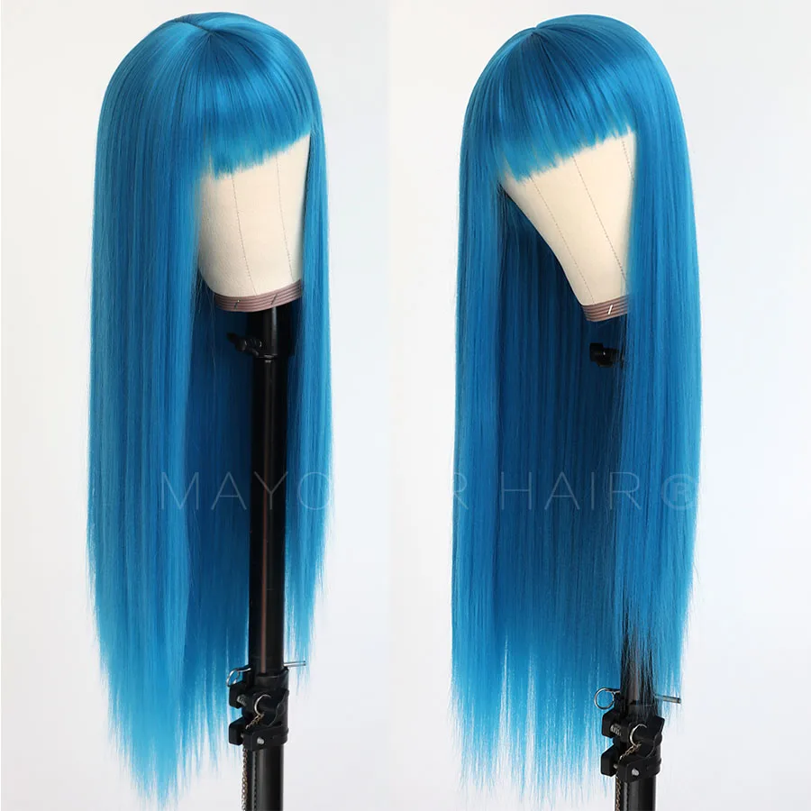 Maycaur Bright Blue Color Synthetic Hair Wigs with Bangs Long Straight Women's Wig Full Machine Made Heat Resistant Wig
Maycaur Bright Blue Color Synthetic Hair Wigs with Bangs Long Straight Women's Wig Full Machine Made Heat Resistant Wig