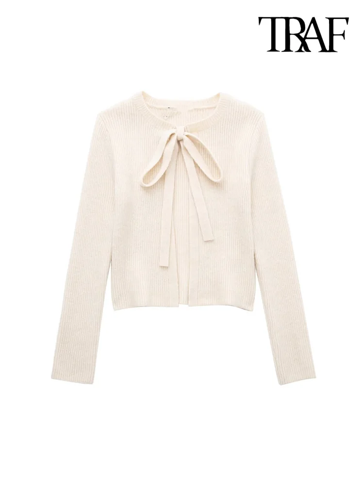 TRAF Women Fashion With Bow Tied Cropped Knit Cardigan Sweater Vintage O Neck Long Sleeve Female Outerwear Chic Tops
TRAF Women Fashion With Bow Tied Cropped Knit Cardigan Sweater Vintage O Neck Long Sleeve Female Outerwear Chic Tops