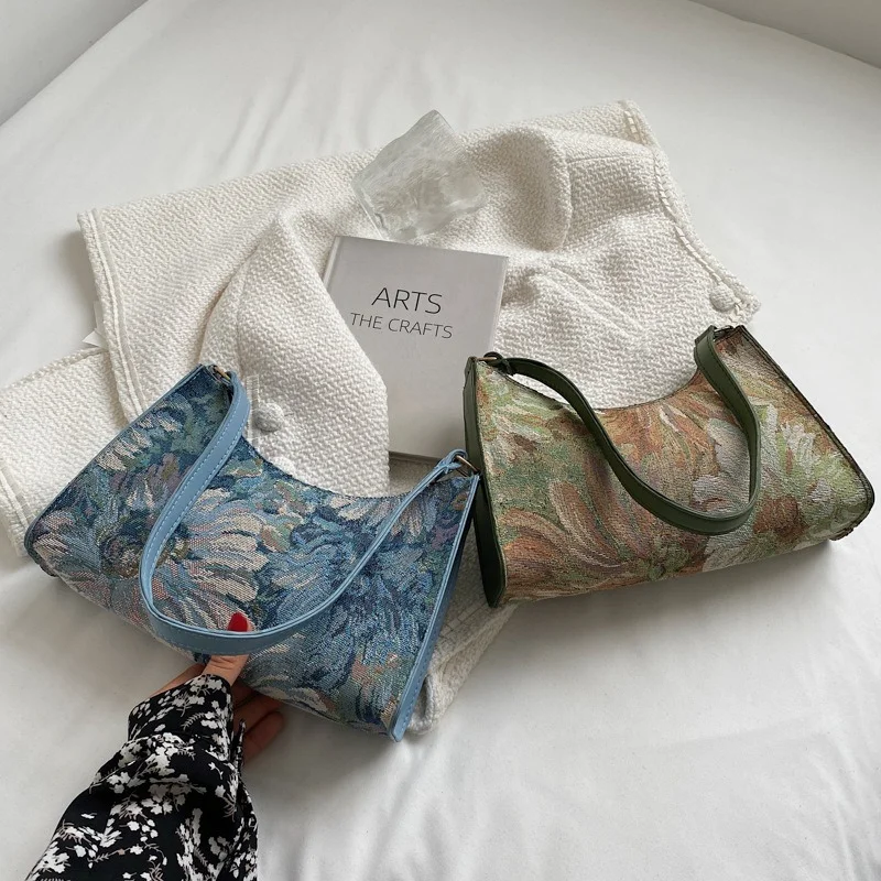 Women's Underarm Bags Autumn 2023 Trendy New Oil Painting Shoulder Bag Cute Simple Handbags and Purses Female Travel Small Totes
Women's Underarm Bags Autumn 2023 Trendy New Oil Painting Shoulder Bag Cute Simple Handbags and Purses Female Travel Small Totes