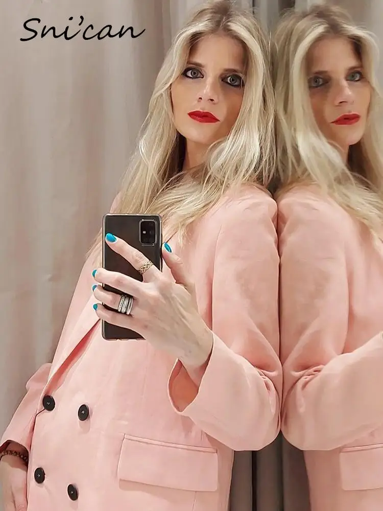 Solid Pink Office Ladies Blazer Mujer Fashion Spring Autumn Double Breasted Oversize Casual Chaqueta Mujer Women Outwear 2022
Solid Pink Office Ladies Blazer Mujer Fashion Spring Autumn Double Breasted Oversize Casual Chaqueta Mujer Women Outwear 2022