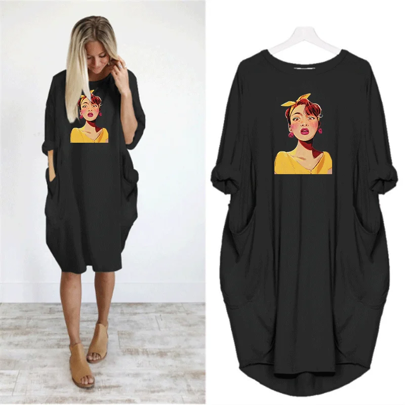 Casual Loose Dresses Women Beautiful Girl Print Long Sleeves O Neck Autumn Loose Midi Dress Women 2022 Party Dress Solid Color
Casual Loose Dresses Women Beautiful Girl Print Long Sleeves O Neck Autumn Loose Midi Dress Women 2022 Party Dress Solid Color